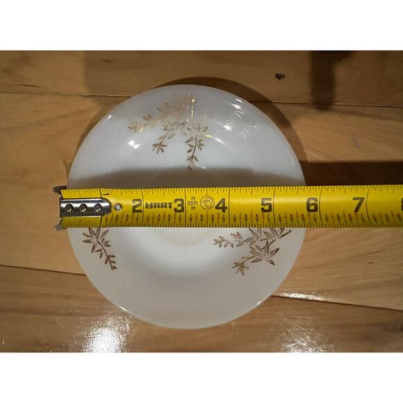 Federal Glass Heat Proof Teacup Coffee 5 Cups/ Saucers Gold Leaf Atomic Vtg  MCM - Picture 6 of 11